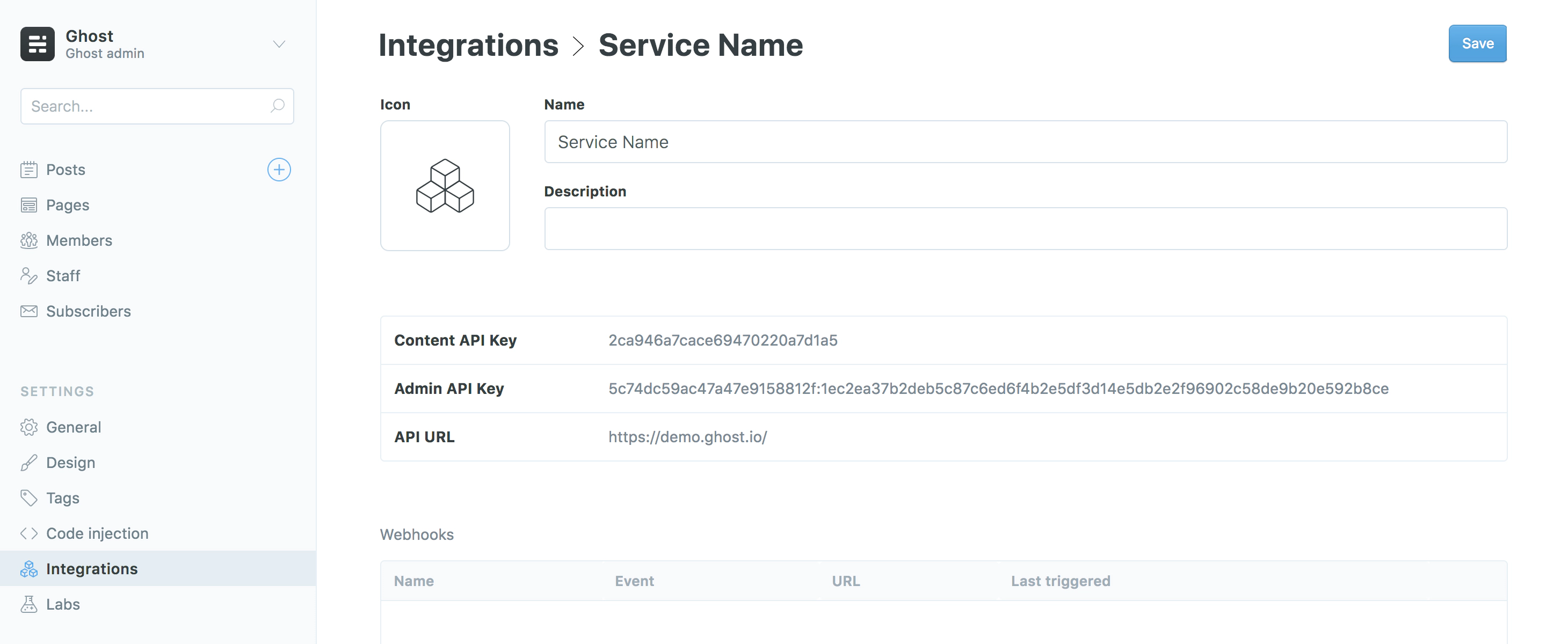 Get a Ghost Admin API key