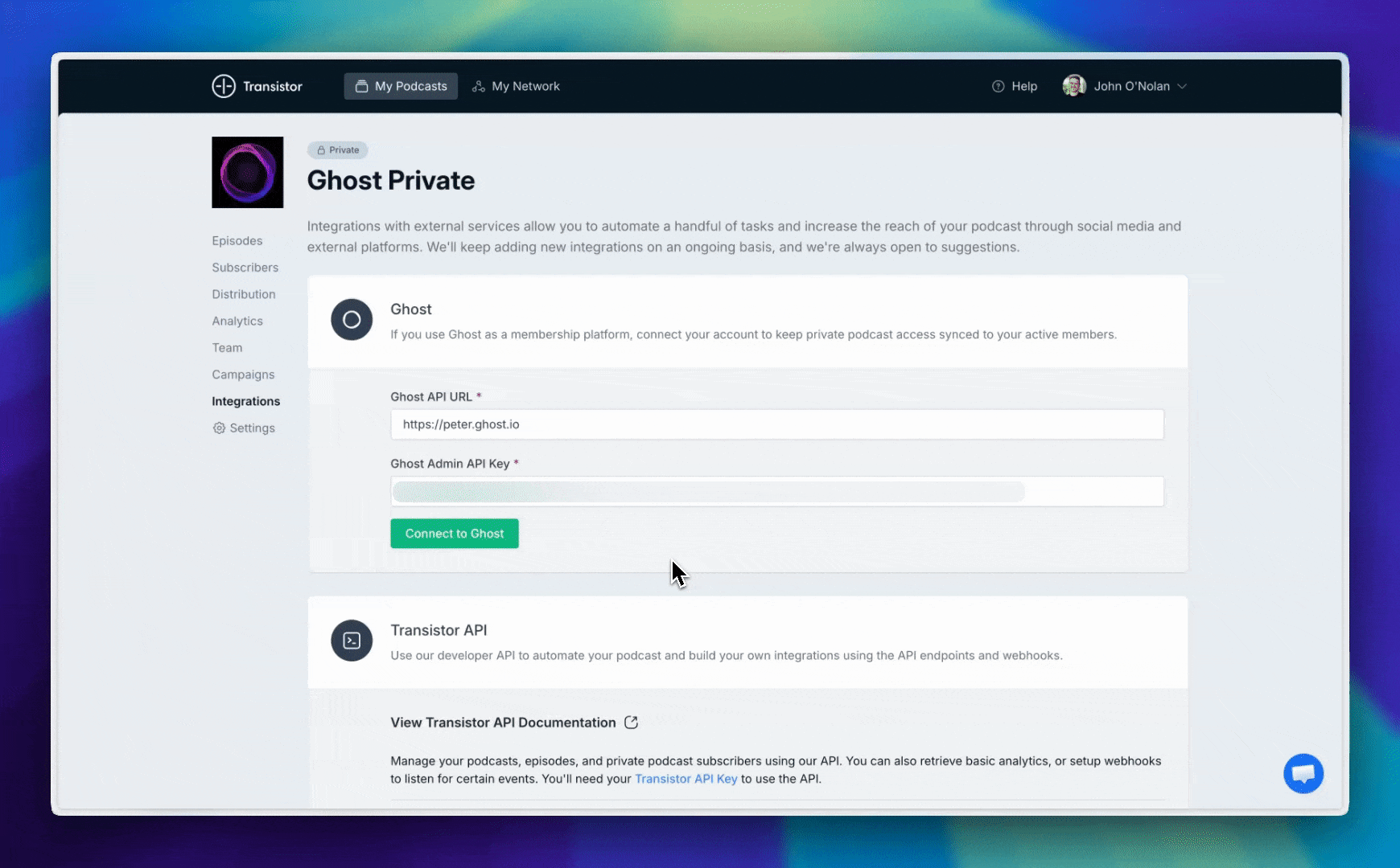 Configuring audience sync in Transistor